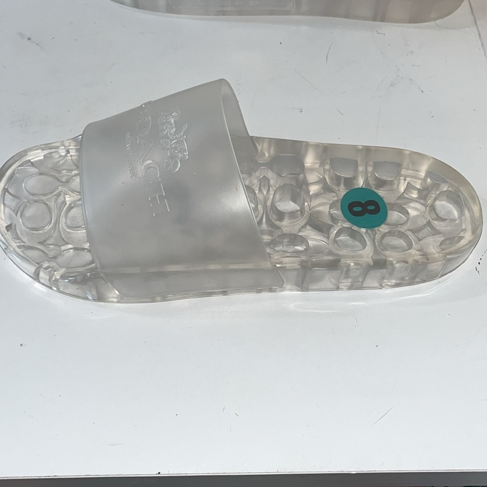 NWOT COACH ULYSSA LOGO FLATS POOL SLIDS CLEAR SIZE 8 - Picture 9 of 9